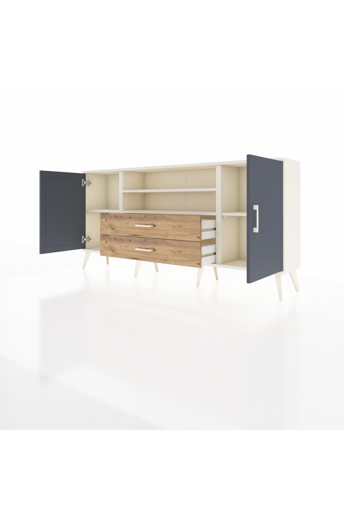 Arges Konsol 4 Raflı 2 Çekmeceli 2 Kapaklı 176x30x83 - S148M018V09A