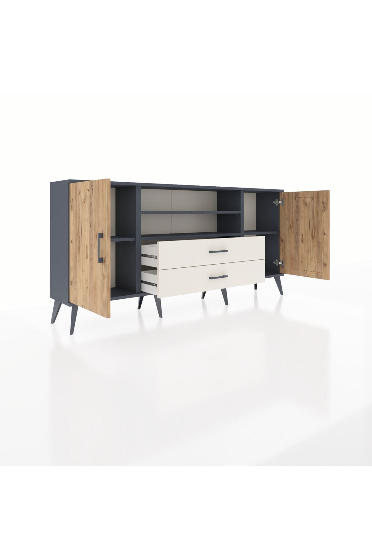 Arges Konsol 4 Raflı 2 Çekmeceli 2 Kapaklı 176x30x83 - S148M018V10A