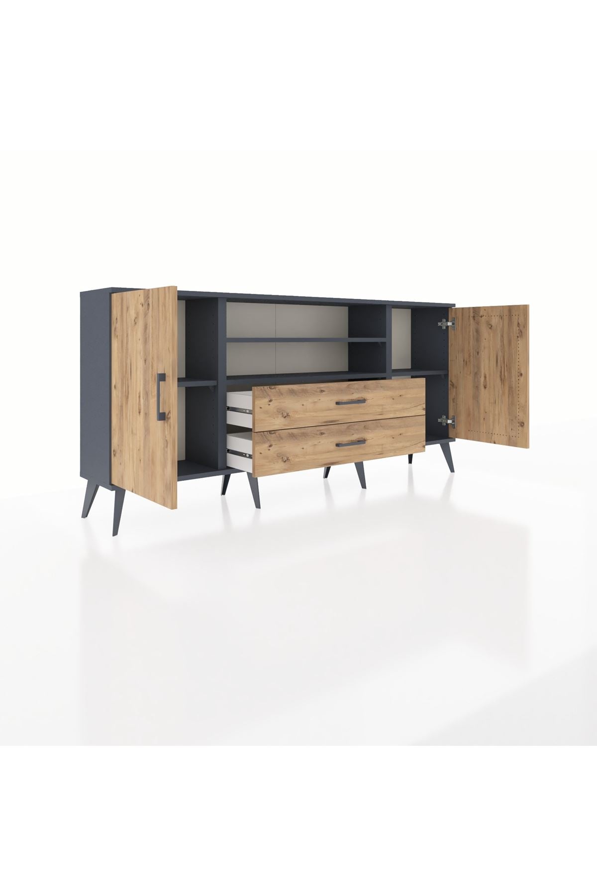 Arges Konsol 4 Raflı 2 Çekmeceli 2 Kapaklı 176x30x83 - S148M018V12A