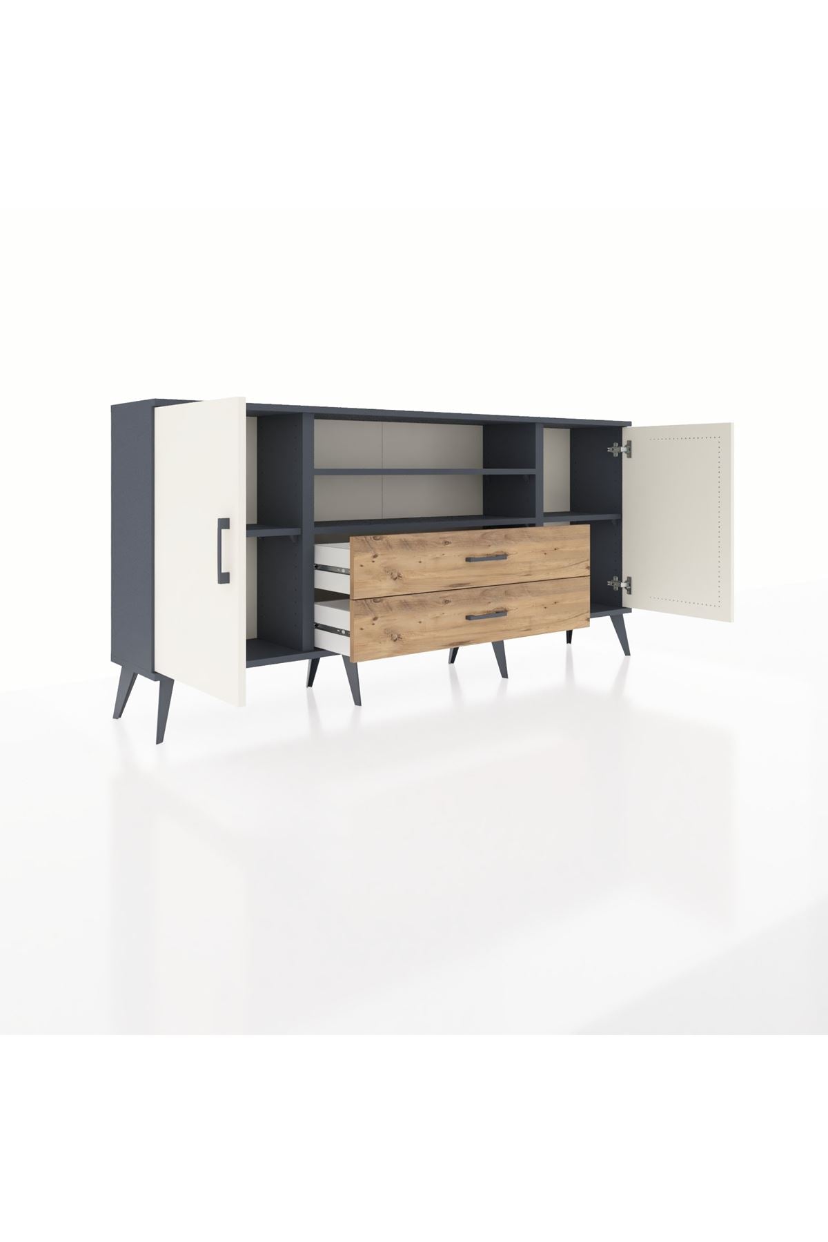 Arges Konsol 4 Raflı 2 Çekmeceli 2 Kapaklı 176x30x83 - S148M018V15A
