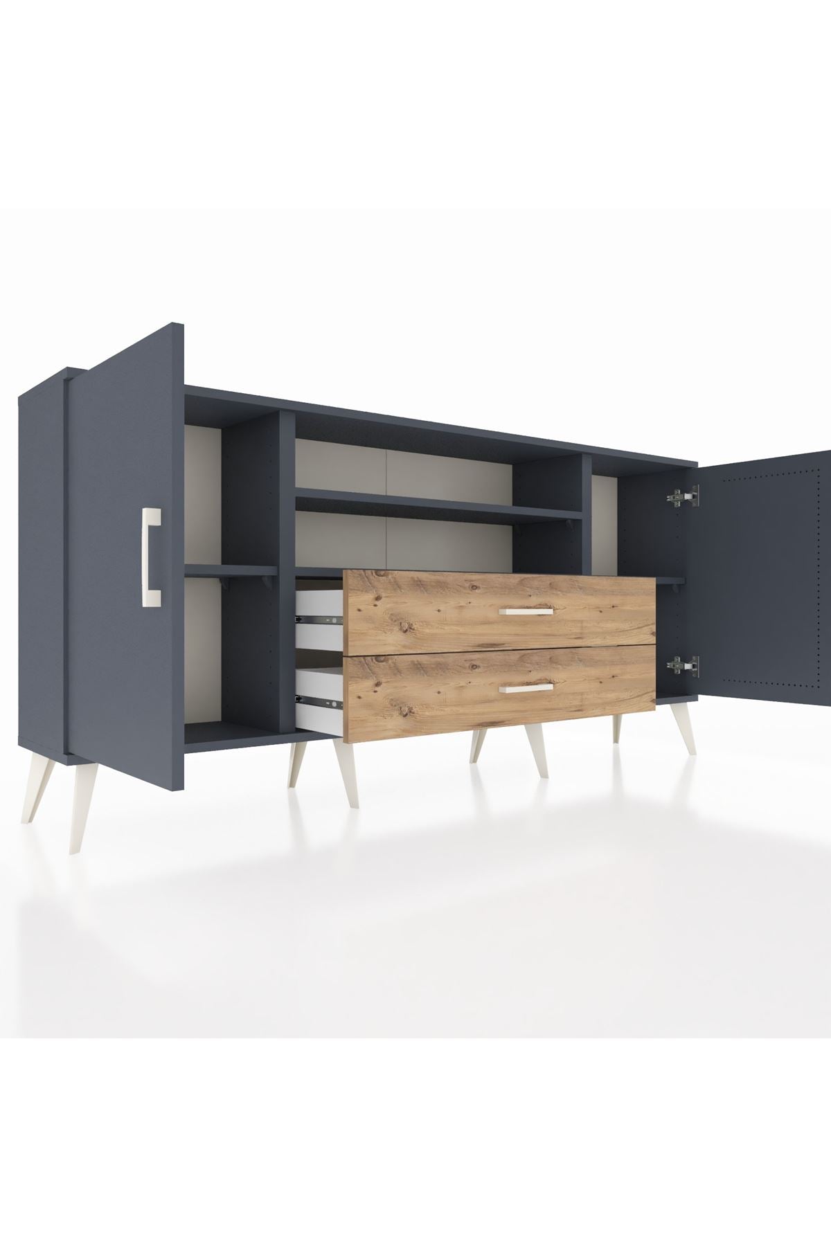 Arges Konsol 4 Raflı 2 Çekmeceli 2 Kapaklı 176x30x83 - S148M018V18A