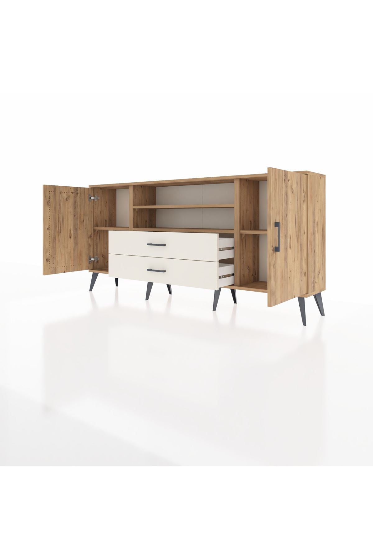 Arges Konsol 4 Raflı 2 Çekmeceli 2 Kapaklı 176x30x83 - S148M018V19A