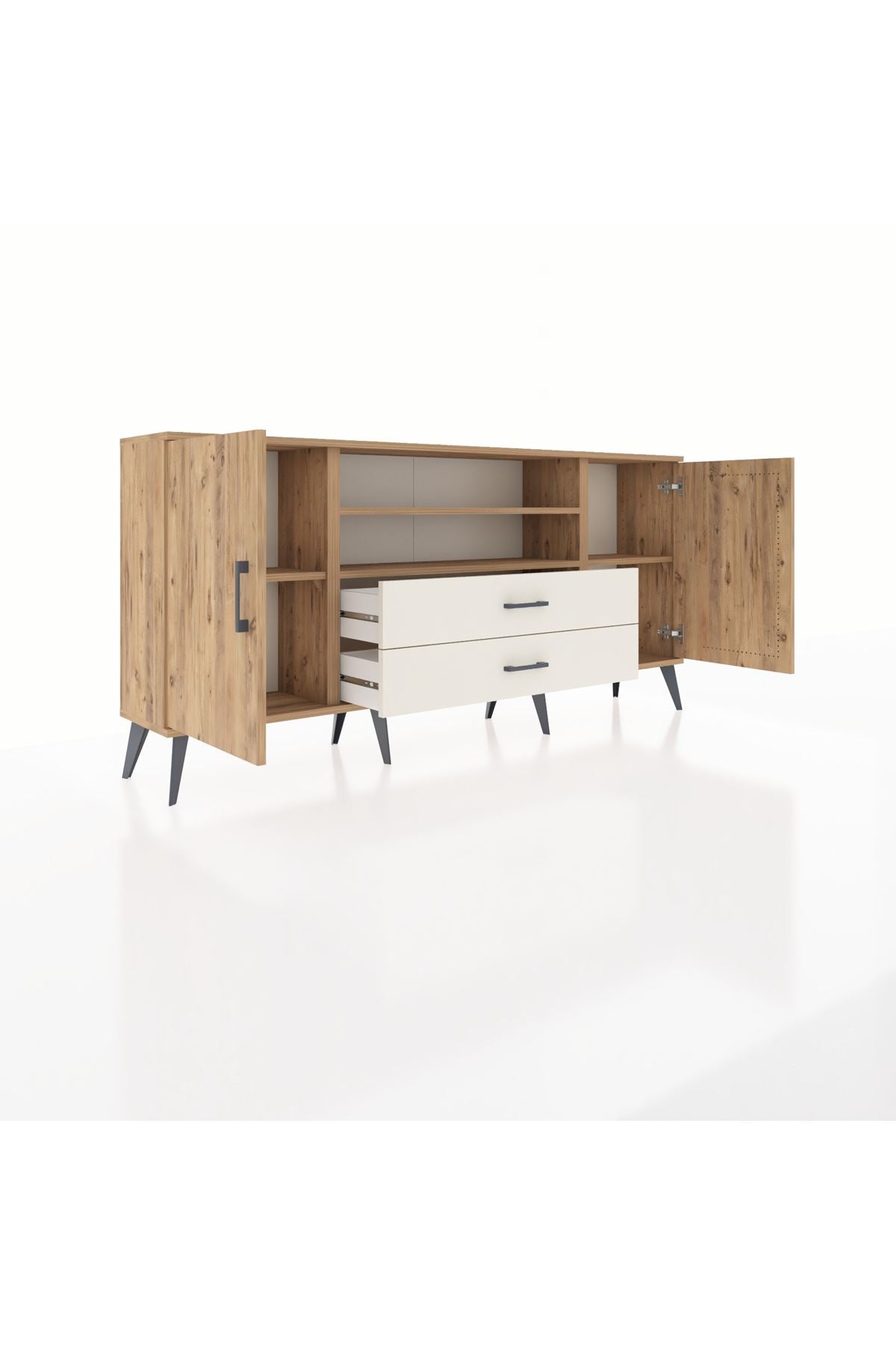 Arges Konsol 4 Raflı 2 Çekmeceli 2 Kapaklı 176x30x83 - S148M018V19A