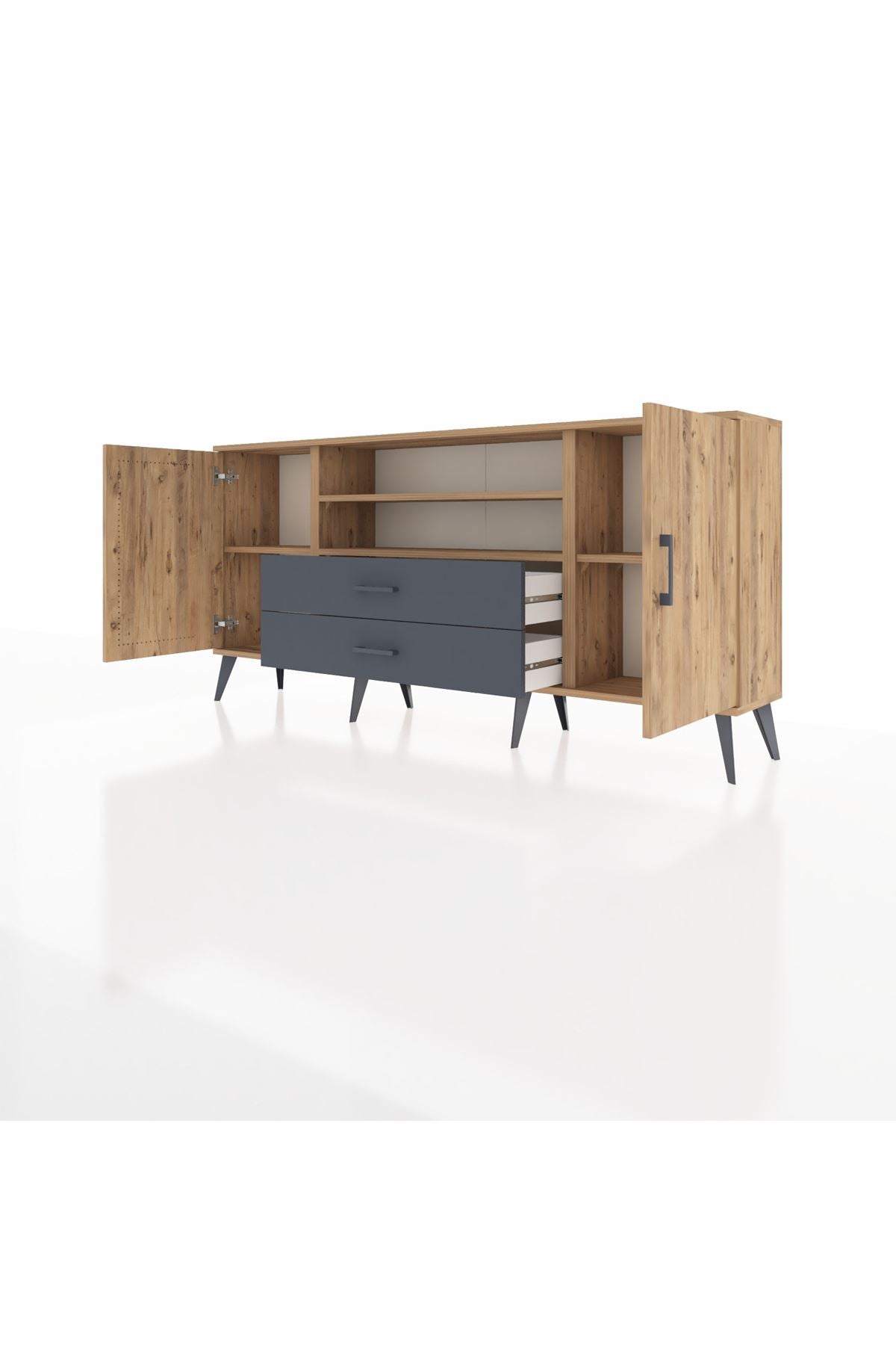 Arges Konsol 4 Raflı 2 Çekmeceli 2 Kapaklı 176x30x83 - S148M018V20A