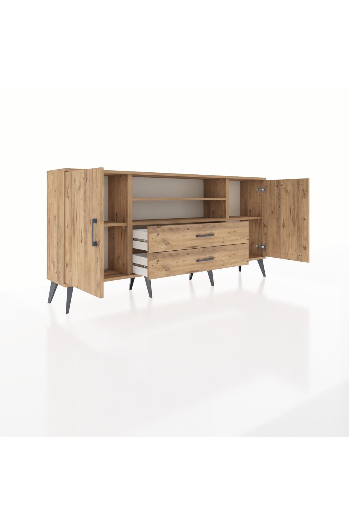 Arges Konsol 4 Raflı 2 Çekmeceli 2 Kapaklı 176x30x83 - S148M018V21A
