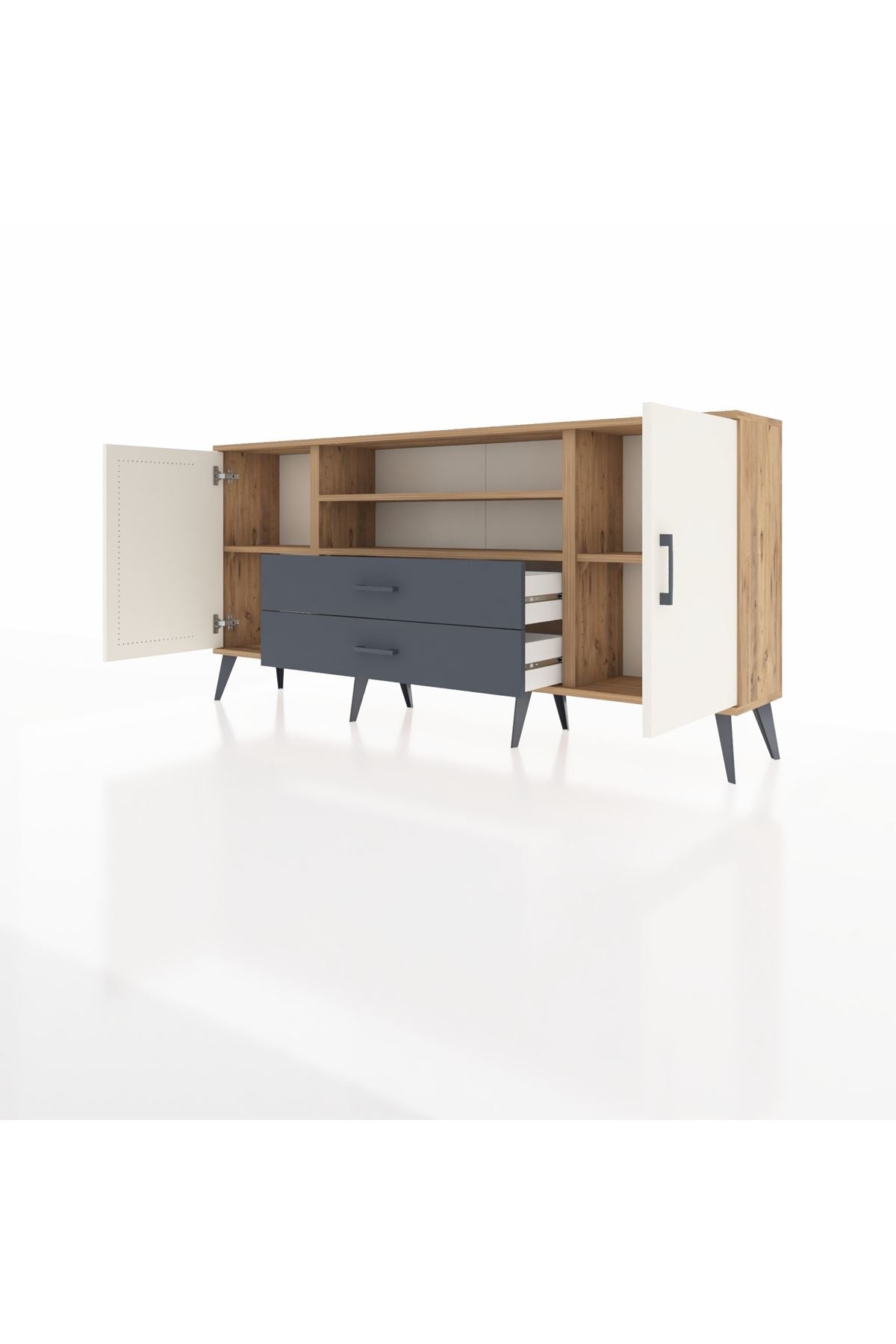 Arges Konsol 4 Raflı 2 Çekmeceli 2 Kapaklı 176x30x83 - S148M018V23A
