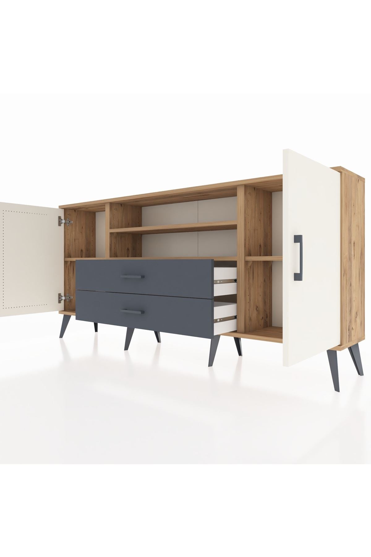 Arges Konsol 4 Raflı 2 Çekmeceli 2 Kapaklı 176x30x83 - S148M018V23A