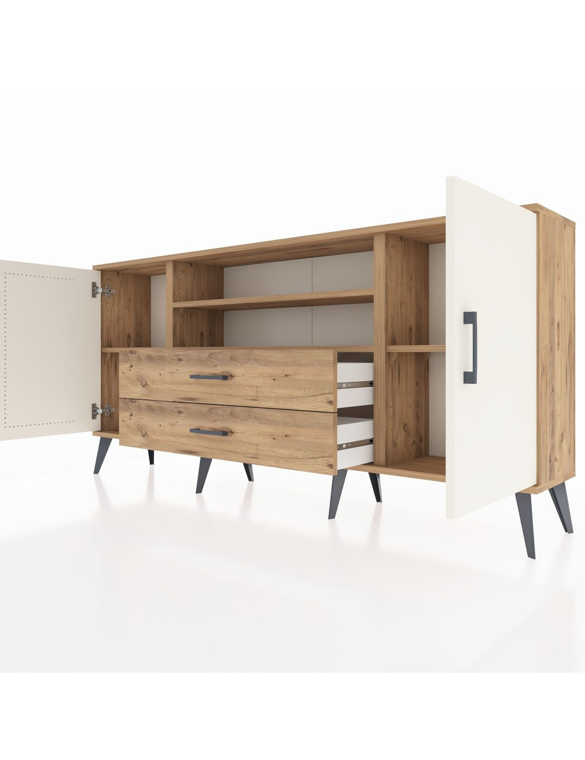 Arges Konsol 4 Raflı 2 Çekmeceli 2 Kapaklı 176x30x83 - S148M018V24A