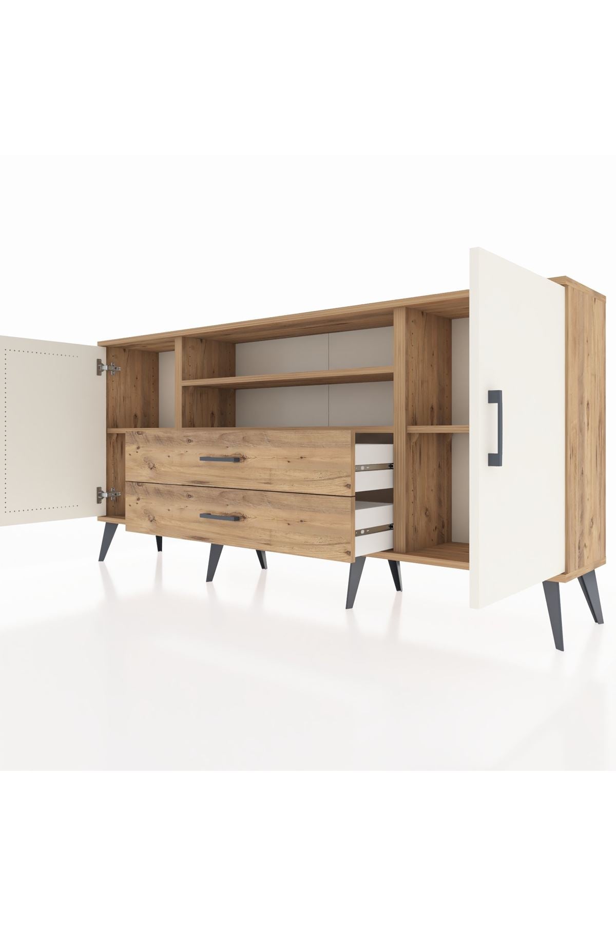 Arges Konsol 4 Raflı 2 Çekmeceli 2 Kapaklı 176x30x83 - S148M018V24A
