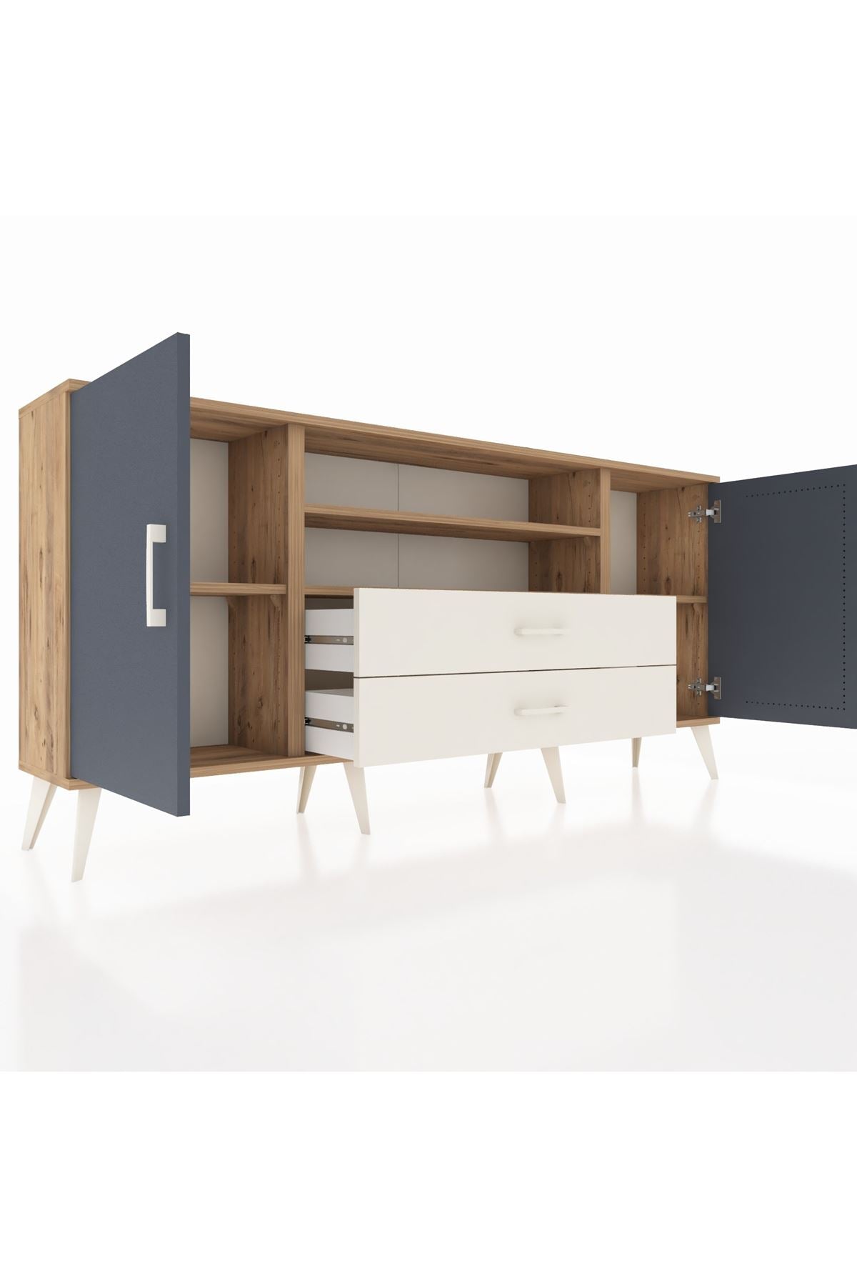 Arges Konsol 4 Raflı 2 Çekmeceli 2 Kapaklı 176x30x83 - S148M018V25A
