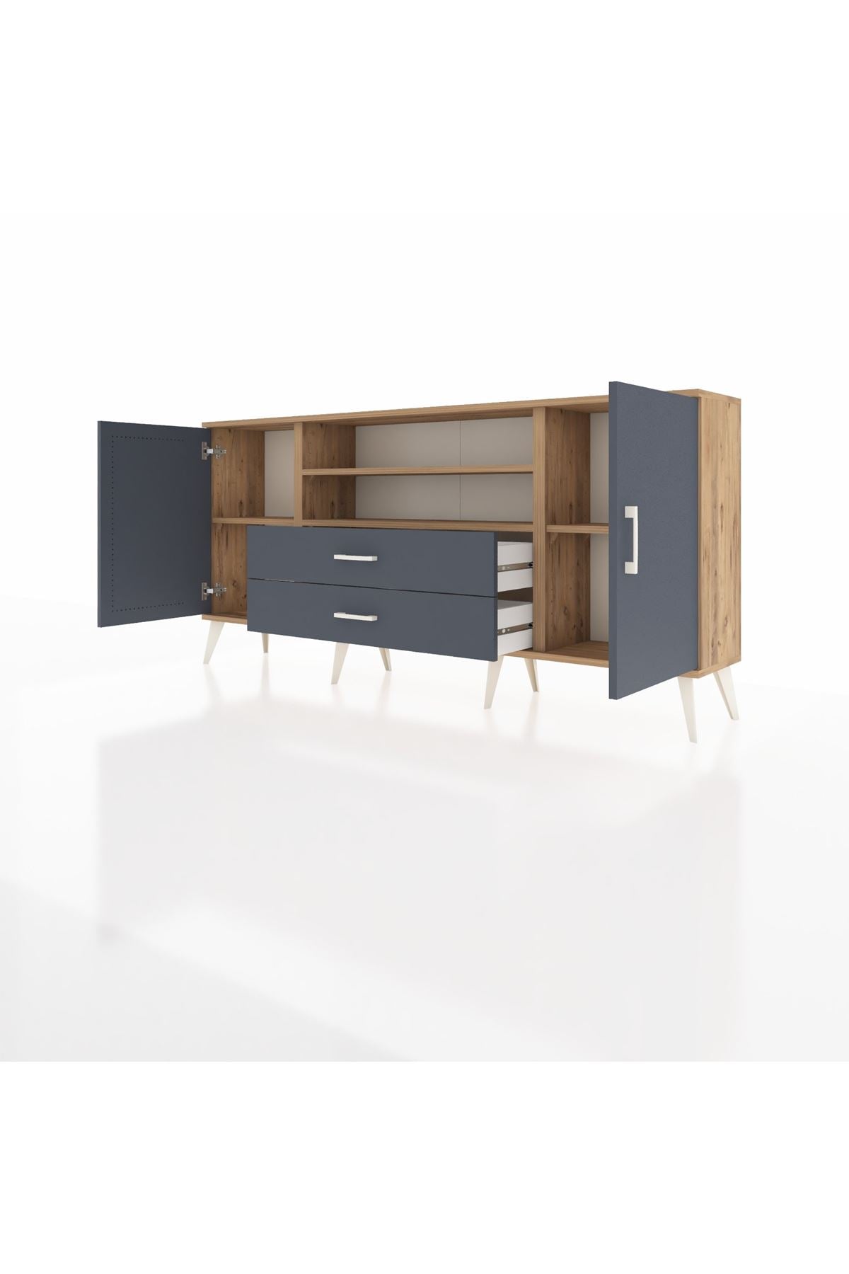 Arges Konsol 4 Raflı 2 Çekmeceli 2 Kapaklı 176x30x83 - S148M018V26A