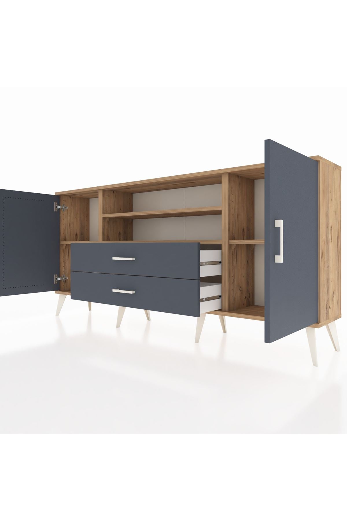 Arges Konsol 4 Raflı 2 Çekmeceli 2 Kapaklı 176x30x83 - S148M018V26A