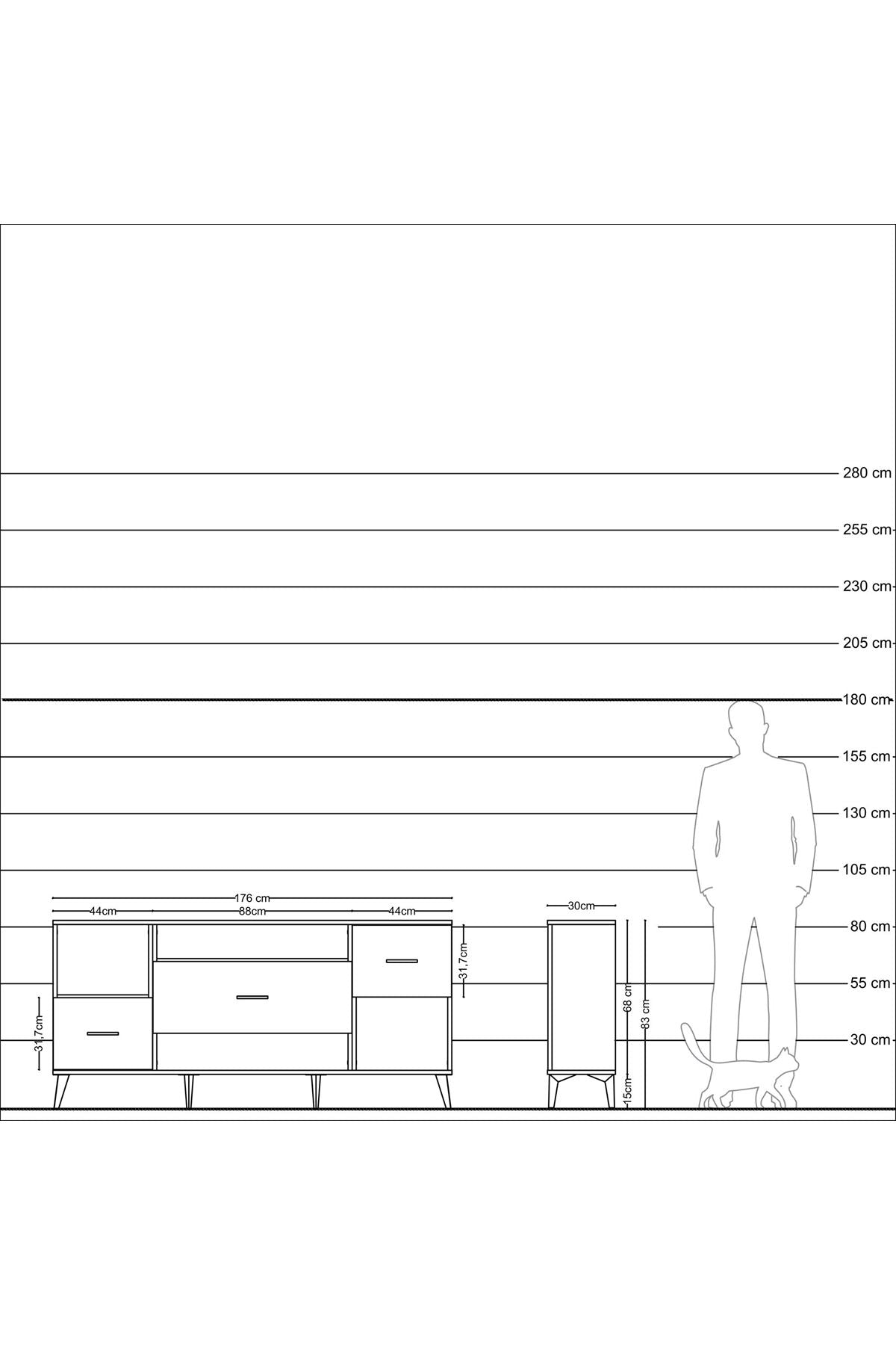 Arges Konsol 2 Raflı 3 Çekmeceli 176x30x83 - S148M019V09A