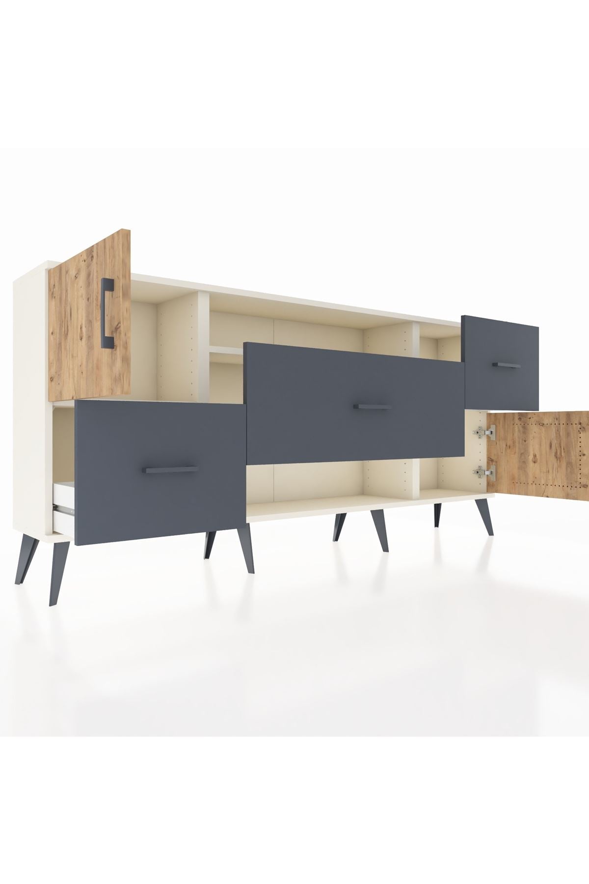 Arges Konsol 2 Raflı 3 Çekmeceli 2 Kapaklı 176x30x83 - S148M020V02A