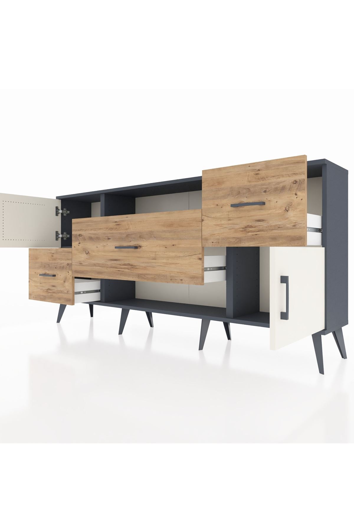 Arges Konsol 2 Raflı 3 Çekmeceli 2 Kapaklı 176x30x83 - S148M020V15A