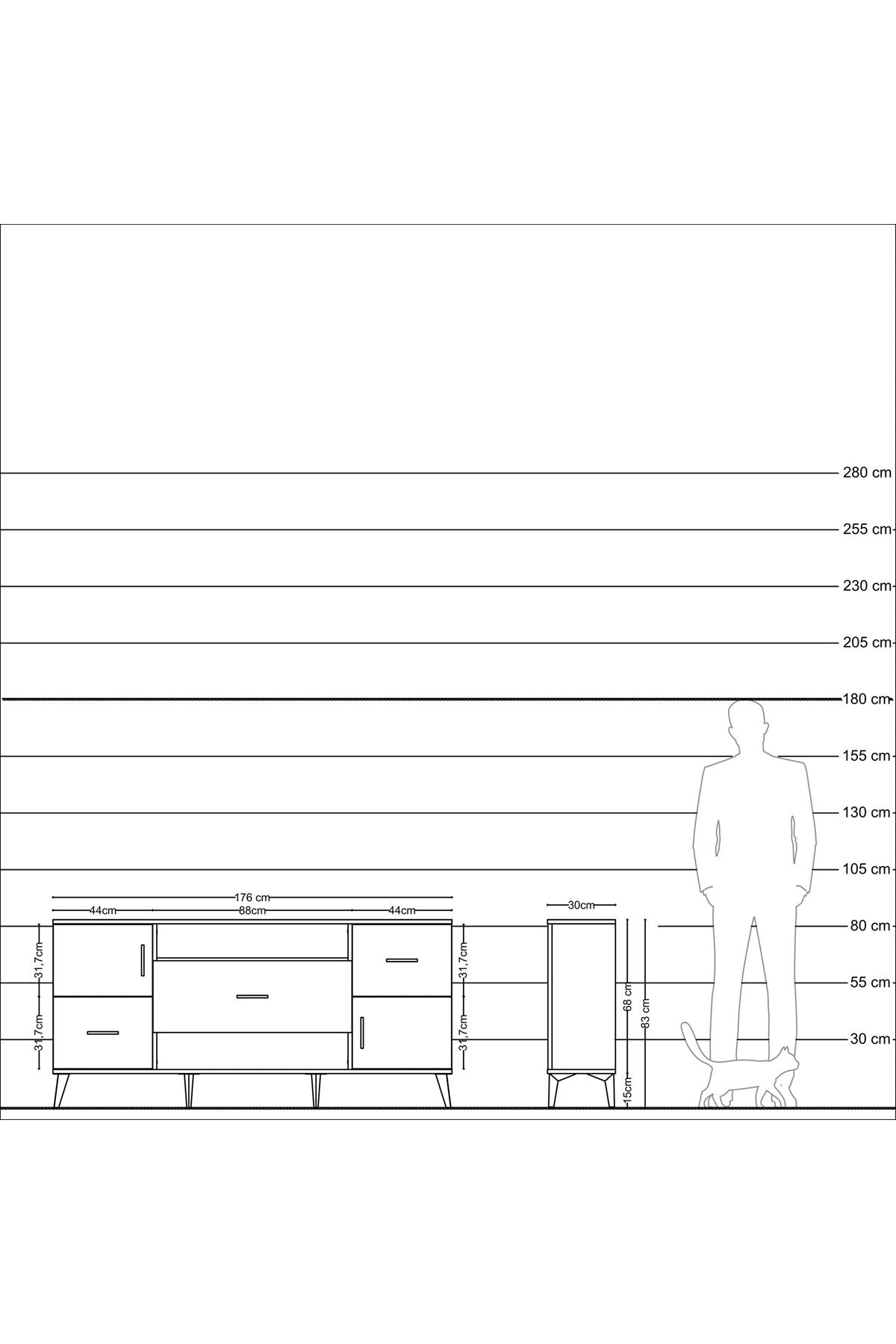 Arges Konsol 2 Raflı 3 Çekmeceli 2 Kapaklı 176x30x83 - S148M020V21A