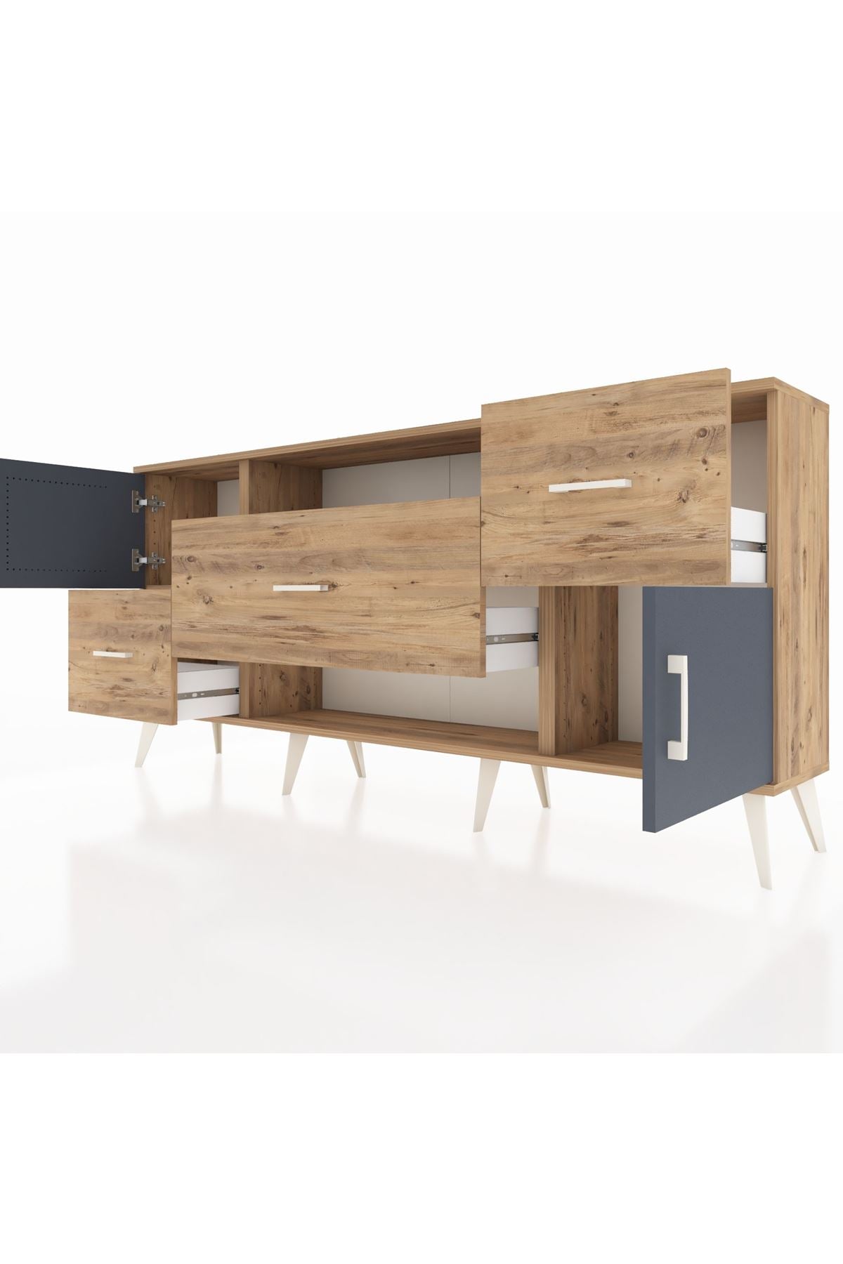 Arges Konsol 2 Raflı 3 Çekmeceli 2 Kapaklı 176x30x83 - S148M020V27A