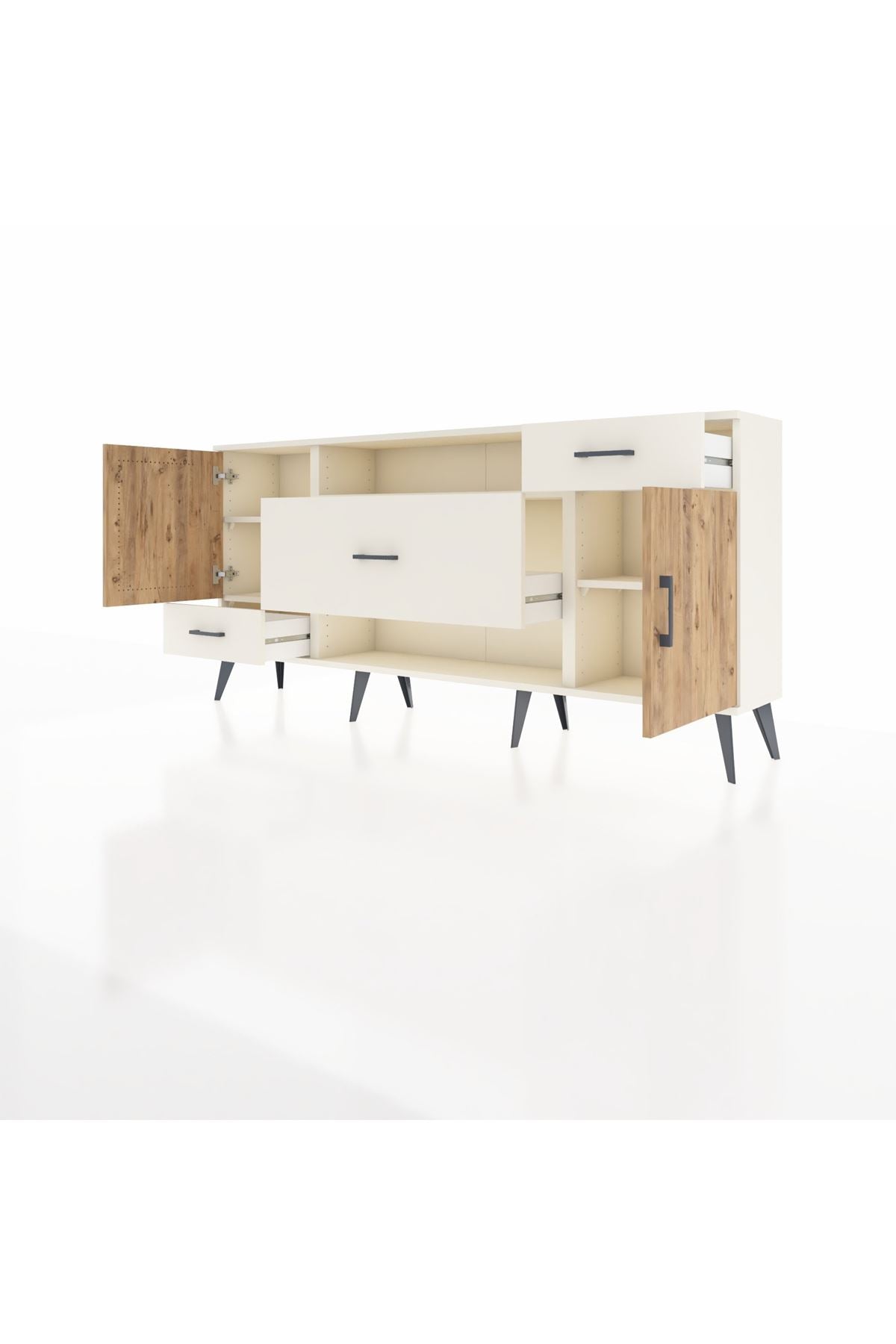 Arges Konsol 4 Raflı 3 Çekmeceli 2 Kapaklı 176x30x83 - S148M022V01A