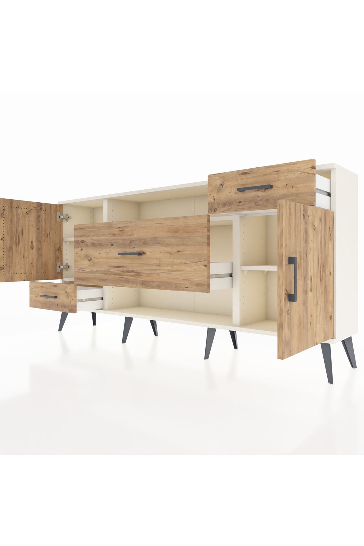 Arges Konsol 4 Raflı 3 Çekmeceli 2 Kapaklı 176x30x83 - S148M022V03A
