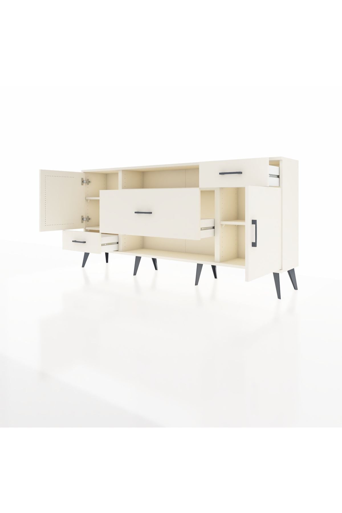 Arges Konsol 4 Raflı 3 Çekmeceli 2 Kapaklı 176x30x83 - S148M022V04A