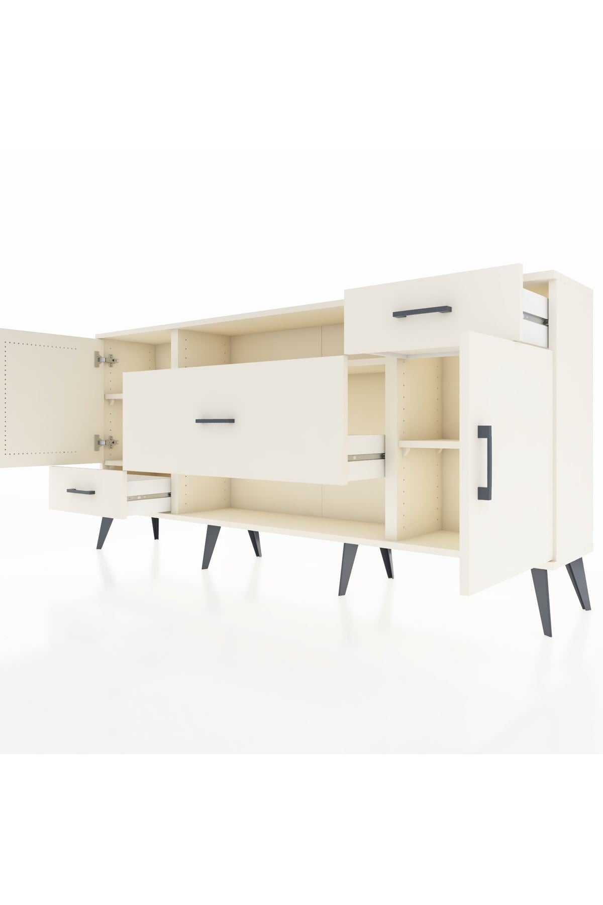 Arges Konsol 4 Raflı 3 Çekmeceli 2 Kapaklı 176x30x83 - S148M022V04A