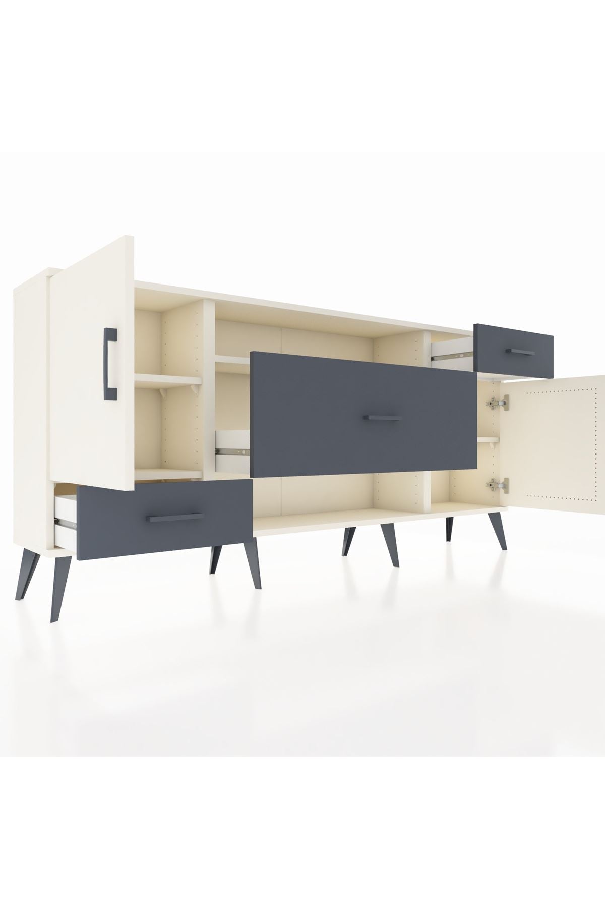 Arges Konsol 4 Raflı 3 Çekmeceli 2 Kapaklı 176x30x83 - S148M022V05A