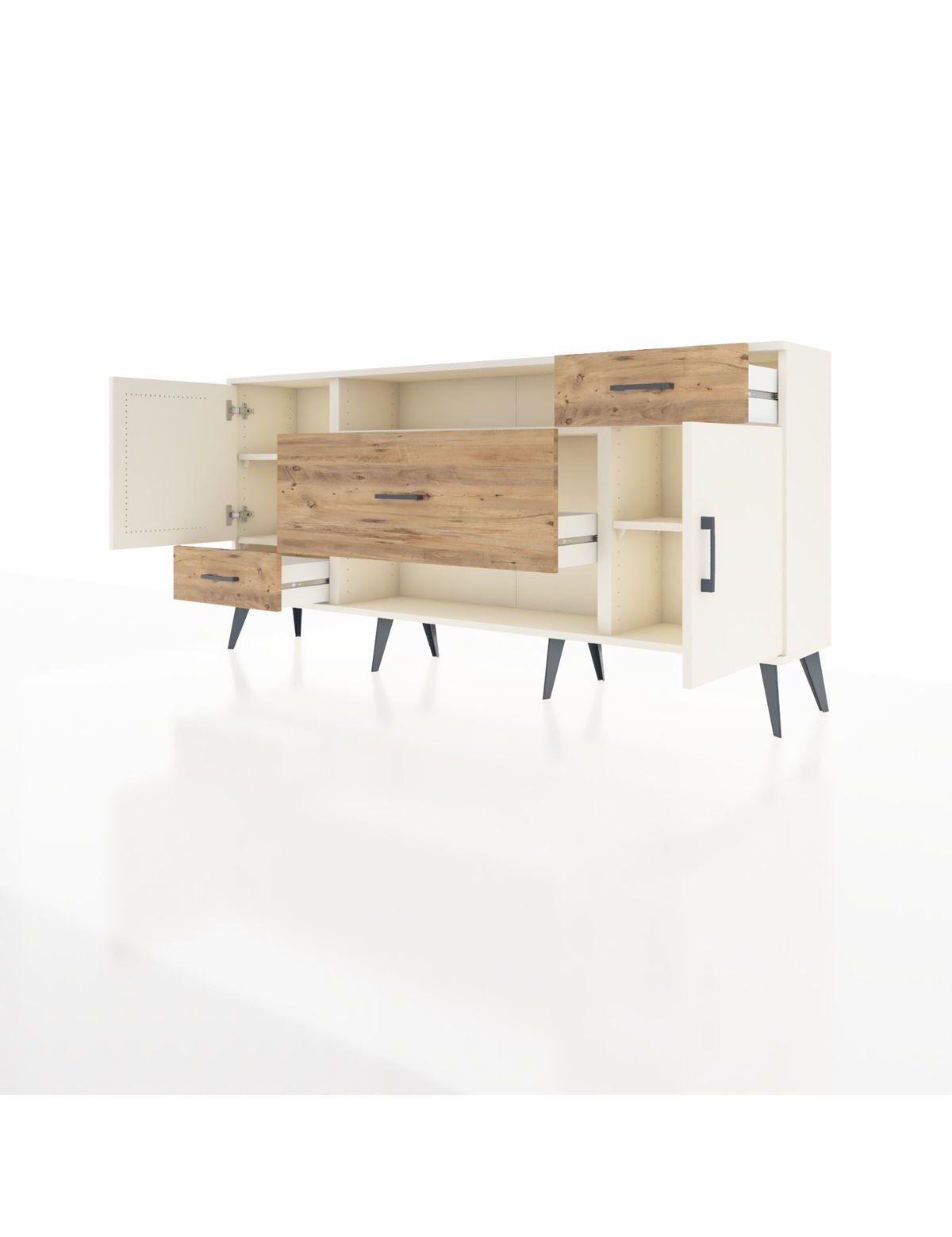 Arges Konsol 4 Raflı 3 Çekmeceli 2 Kapaklı 176x30x83 - S148M022V06A