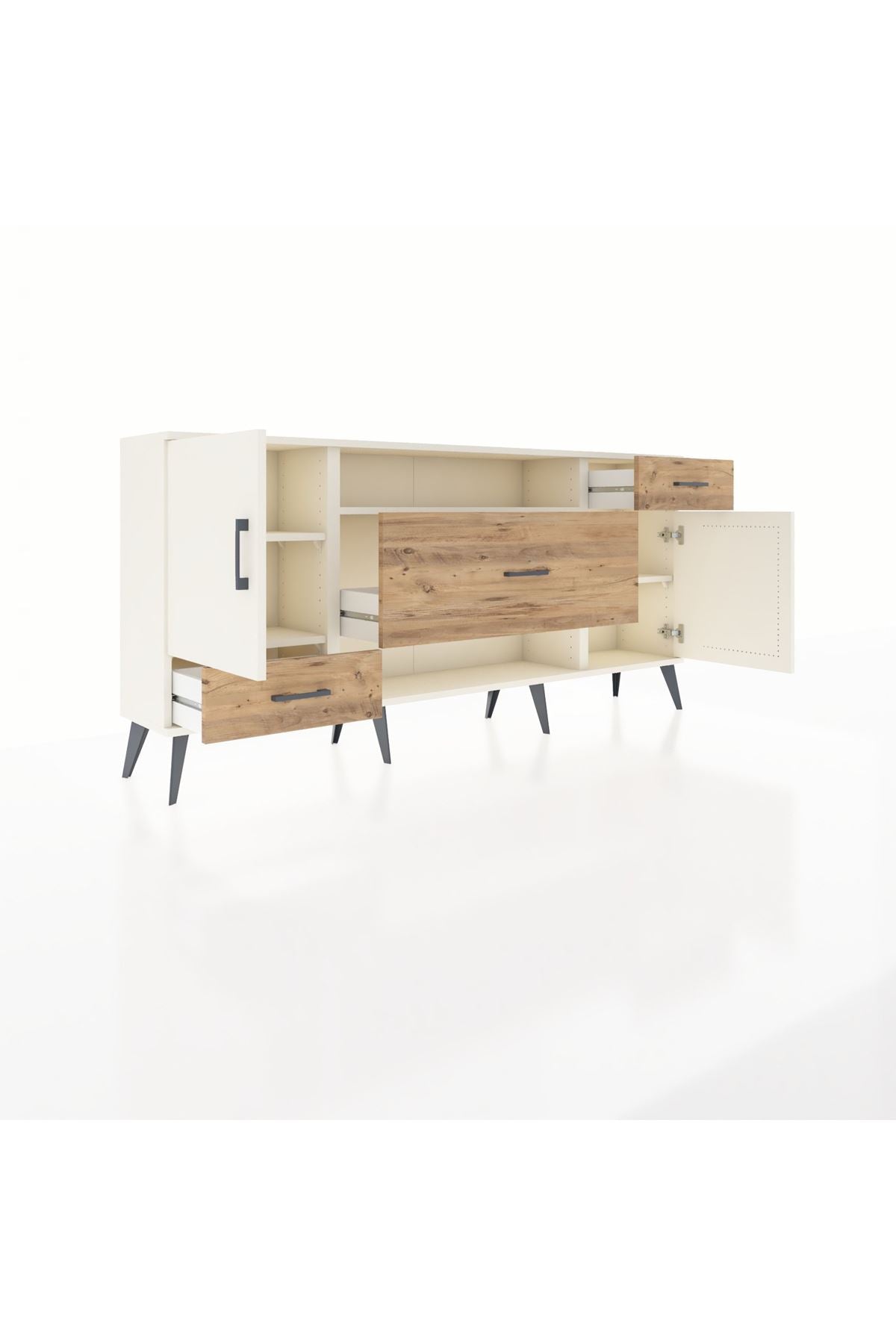 Arges Konsol 4 Raflı 3 Çekmeceli 2 Kapaklı 176x30x83 - S148M022V06A