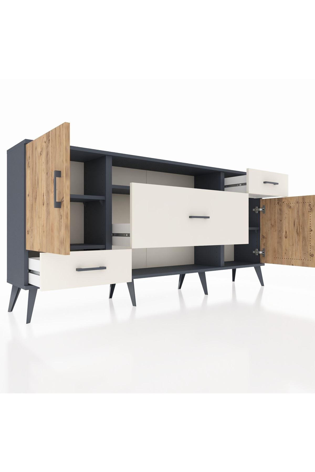 Arges Konsol 4 Raflı 3 Çekmeceli 2 Kapaklı 176x30x83 - S148M022V10A