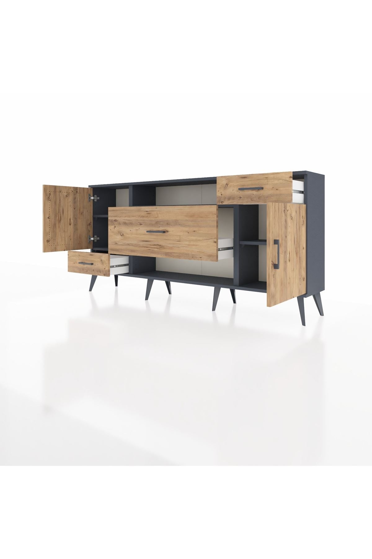 Arges Konsol 4 Raflı 3 Çekmeceli 2 Kapaklı 176x30x83 - S148M022V12A