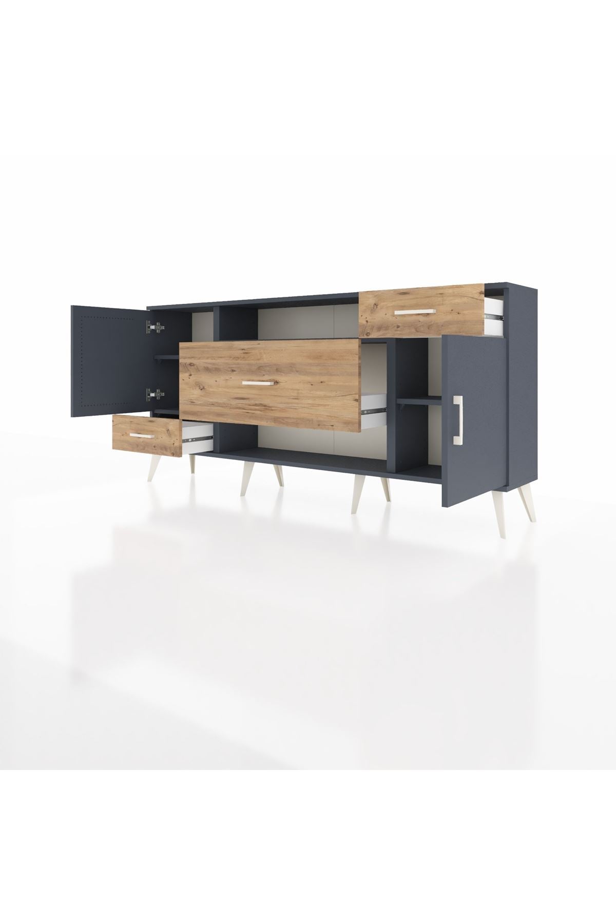 Arges Konsol 4 Raflı 3 Çekmeceli 2 Kapaklı 176x30x83 - S148M022V18A