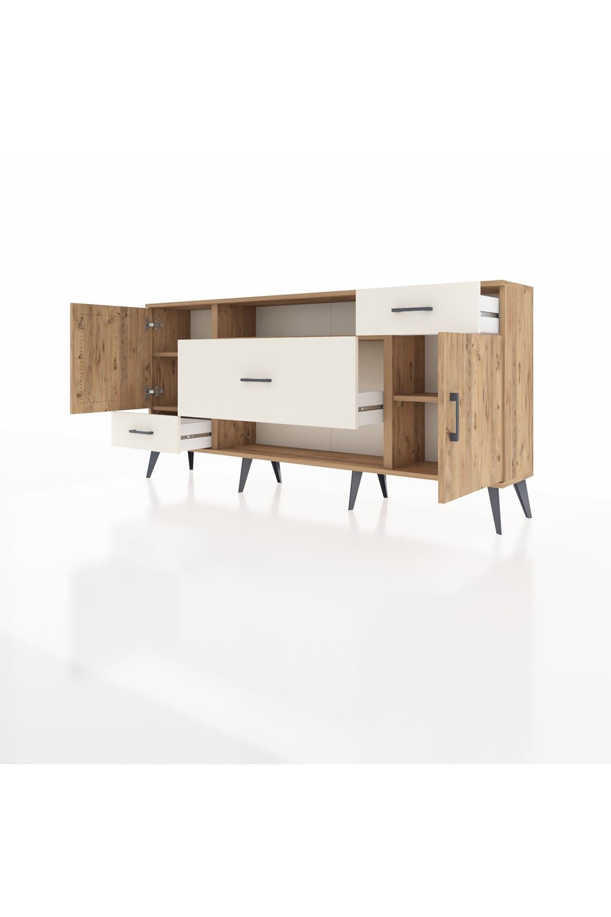 Arges Konsol 4 Raflı 3 Çekmeceli 2 Kapaklı 176x30x83 - S148M022V19A