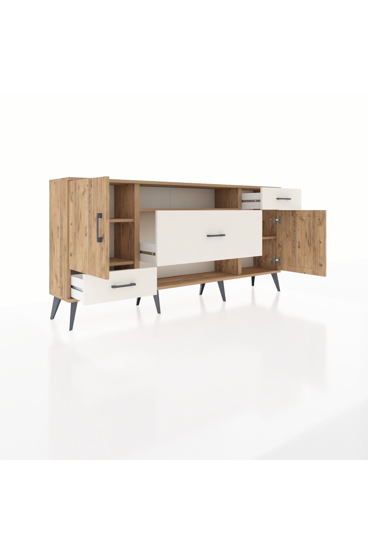 Arges Konsol 4 Raflı 3 Çekmeceli 2 Kapaklı 176x30x83 - S148M022V19A