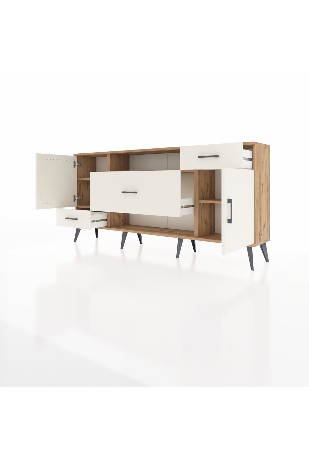 Arges Konsol 4 Raflı 3 Çekmeceli 2 Kapaklı 176x30x83 - S148M022V22A