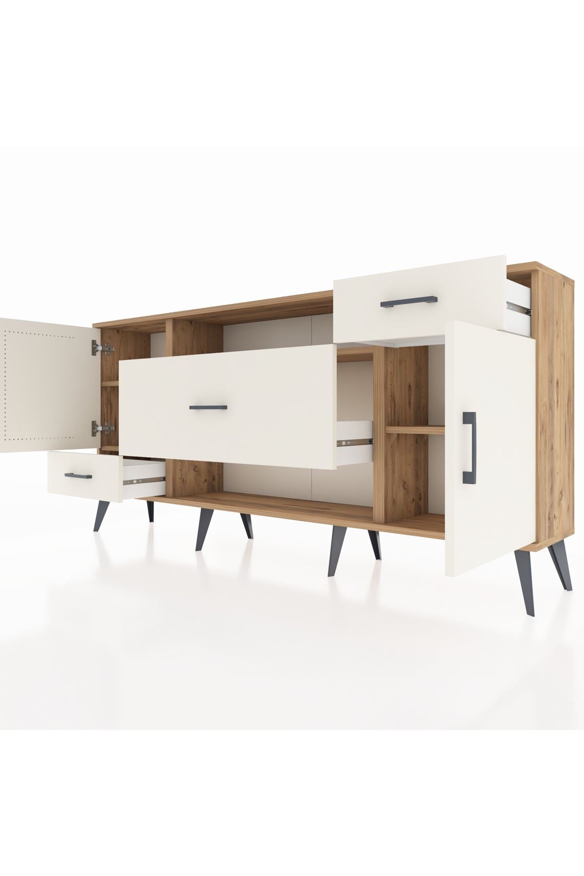 Arges Konsol 4 Raflı 3 Çekmeceli 2 Kapaklı 176x30x83 - S148M022V22A