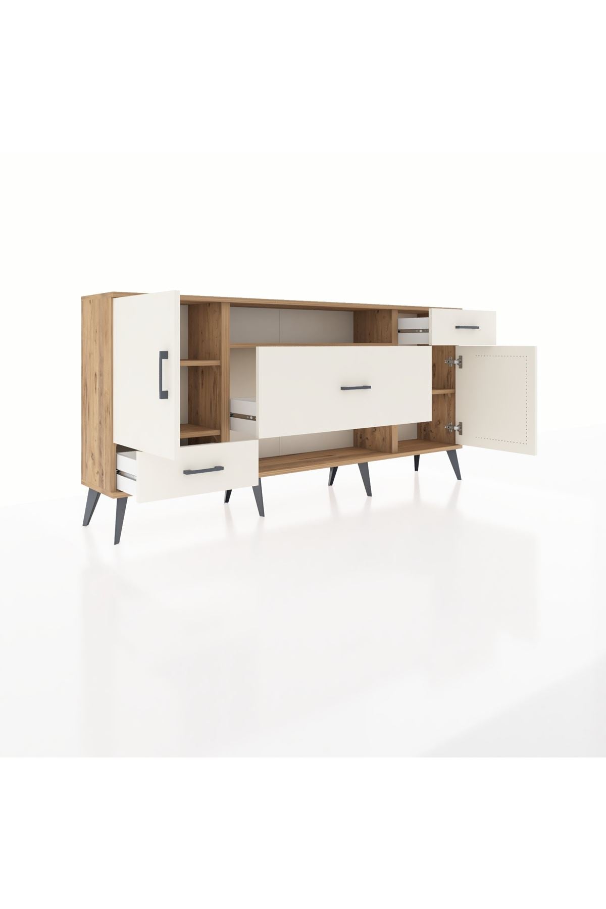 Arges Konsol 4 Raflı 3 Çekmeceli 2 Kapaklı 176x30x83 - S148M022V22A