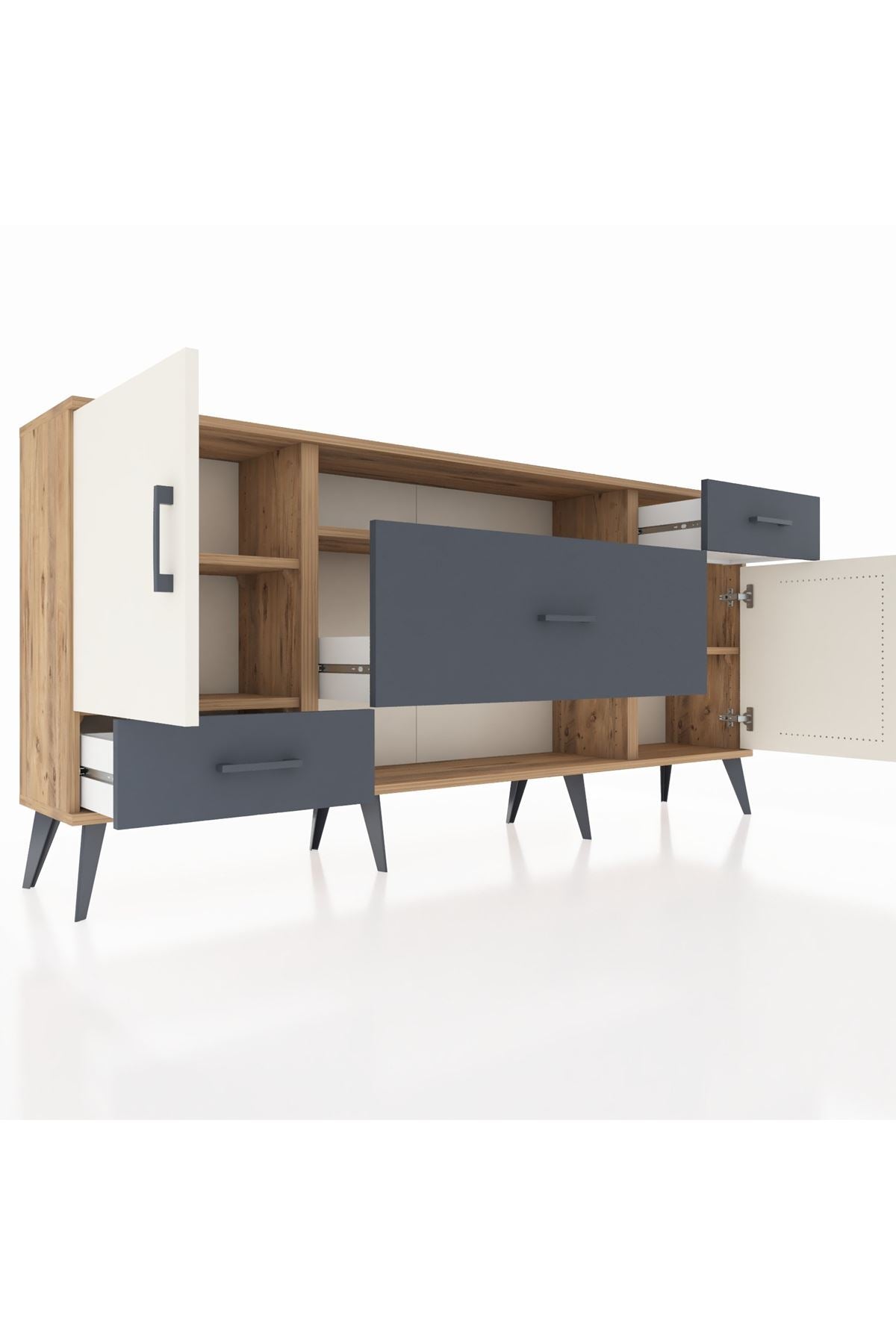 Arges Konsol 4 Raflı 3 Çekmeceli 2 Kapaklı 176x30x83 - S148M022V23A