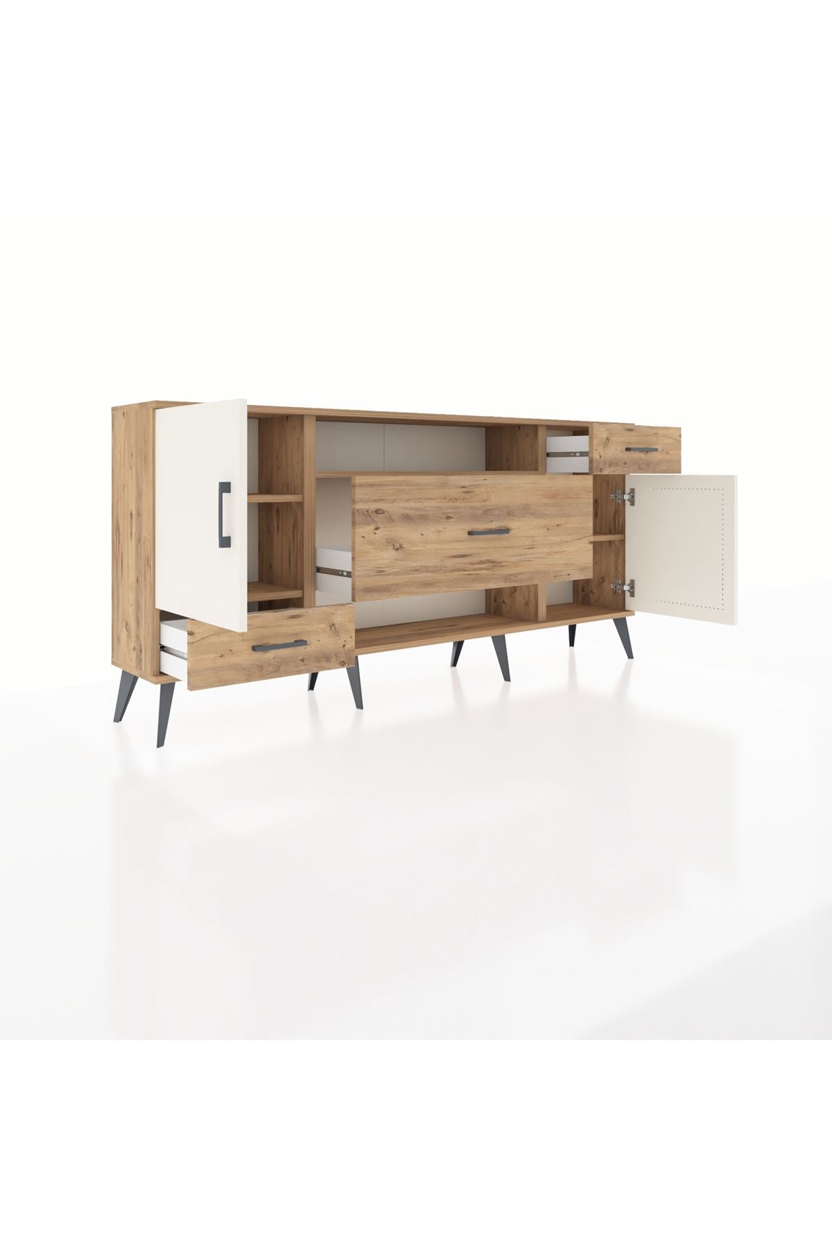 Arges Konsol 4 Raflı 3 Çekmeceli 2 Kapaklı 176x30x83 - S148M022V24A