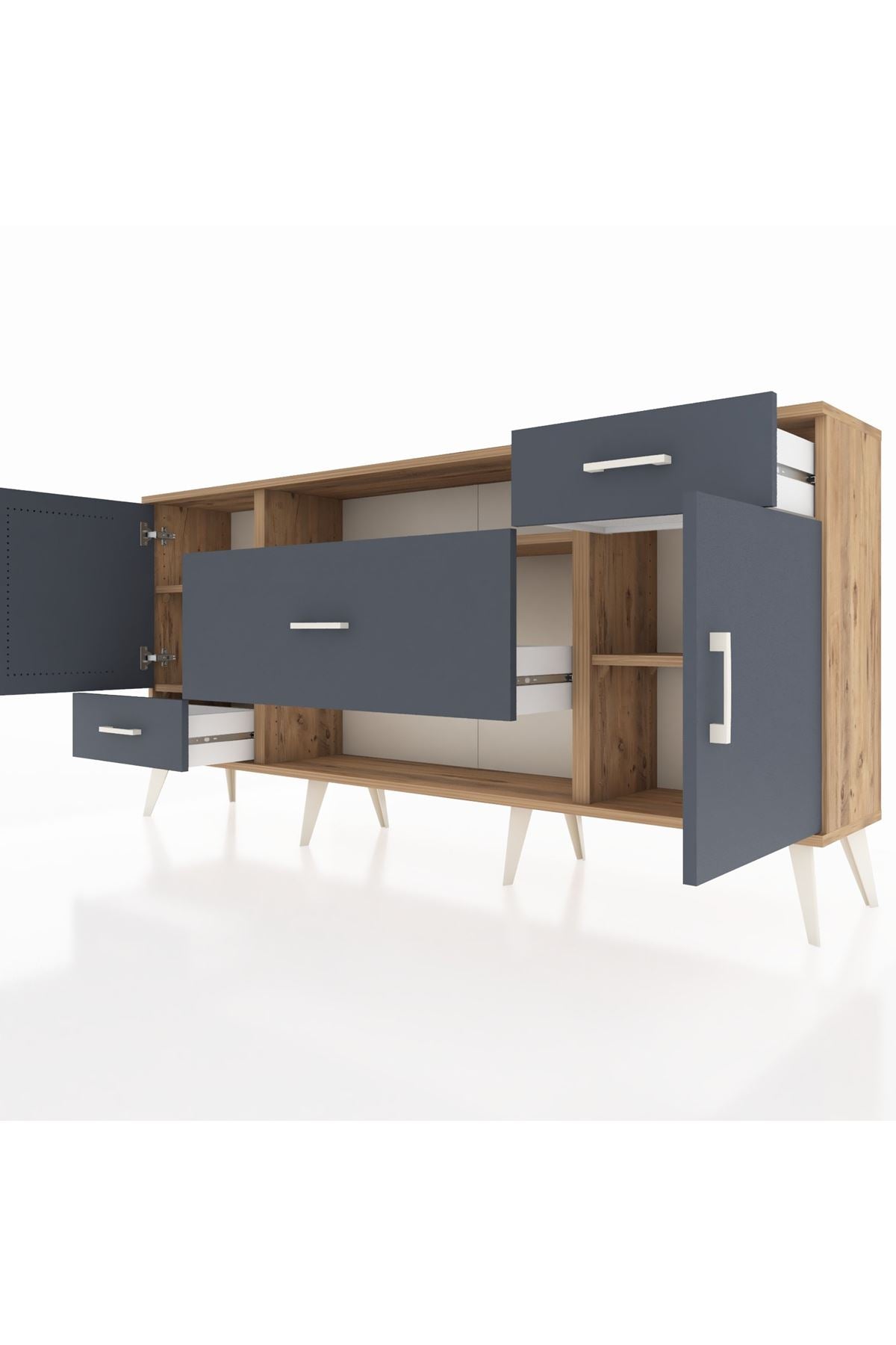 Arges Konsol 4 Raflı 3 Çekmeceli 2 Kapaklı 176x30x83 - S148M022V26A