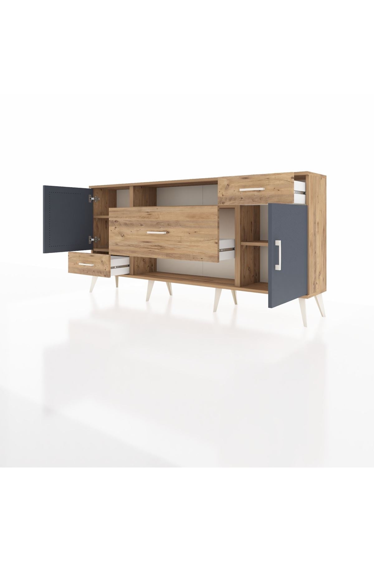 Arges Konsol 4 Raflı 3 Çekmeceli 2 Kapaklı 176x30x83 - S148M022V27A
