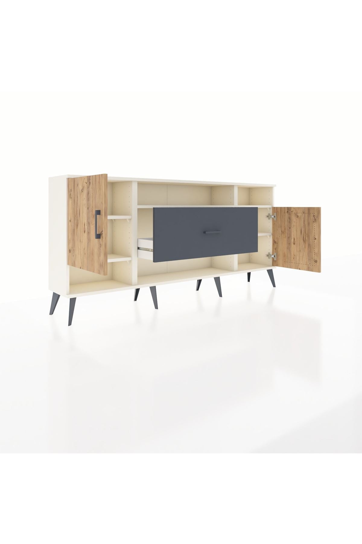 Arges Konsol 5 Raflı Tek Çekmeceli 2 Kapaklı 176x30x83 - S148M023V02A