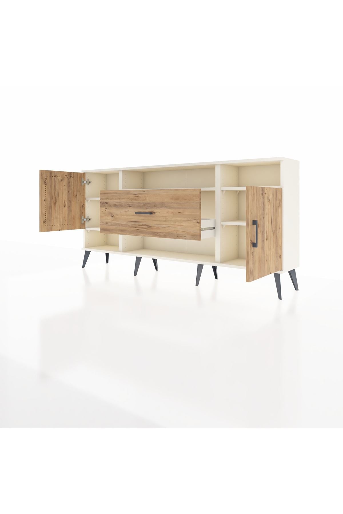 Arges Konsol 5 Raflı Tek Çekmeceli 2 Kapaklı 176x30x83 - S148M023V03A