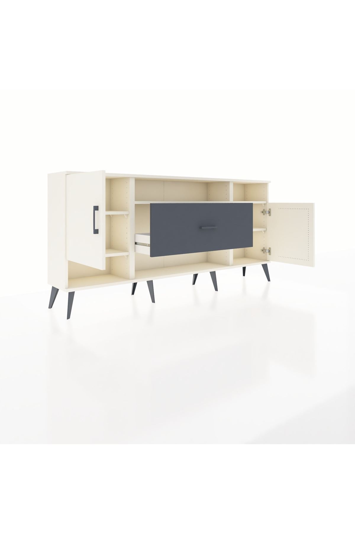 Arges Konsol 5 Raflı Tek Çekmeceli 2 Kapaklı 176x30x83 - S148M023V05A