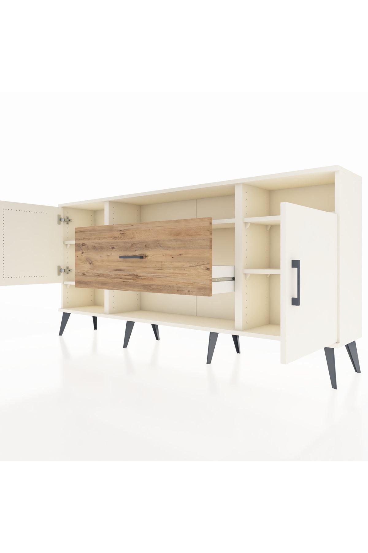 Arges Konsol 5 Raflı Tek Çekmeceli 2 Kapaklı 176x30x83 - S148M023V06A