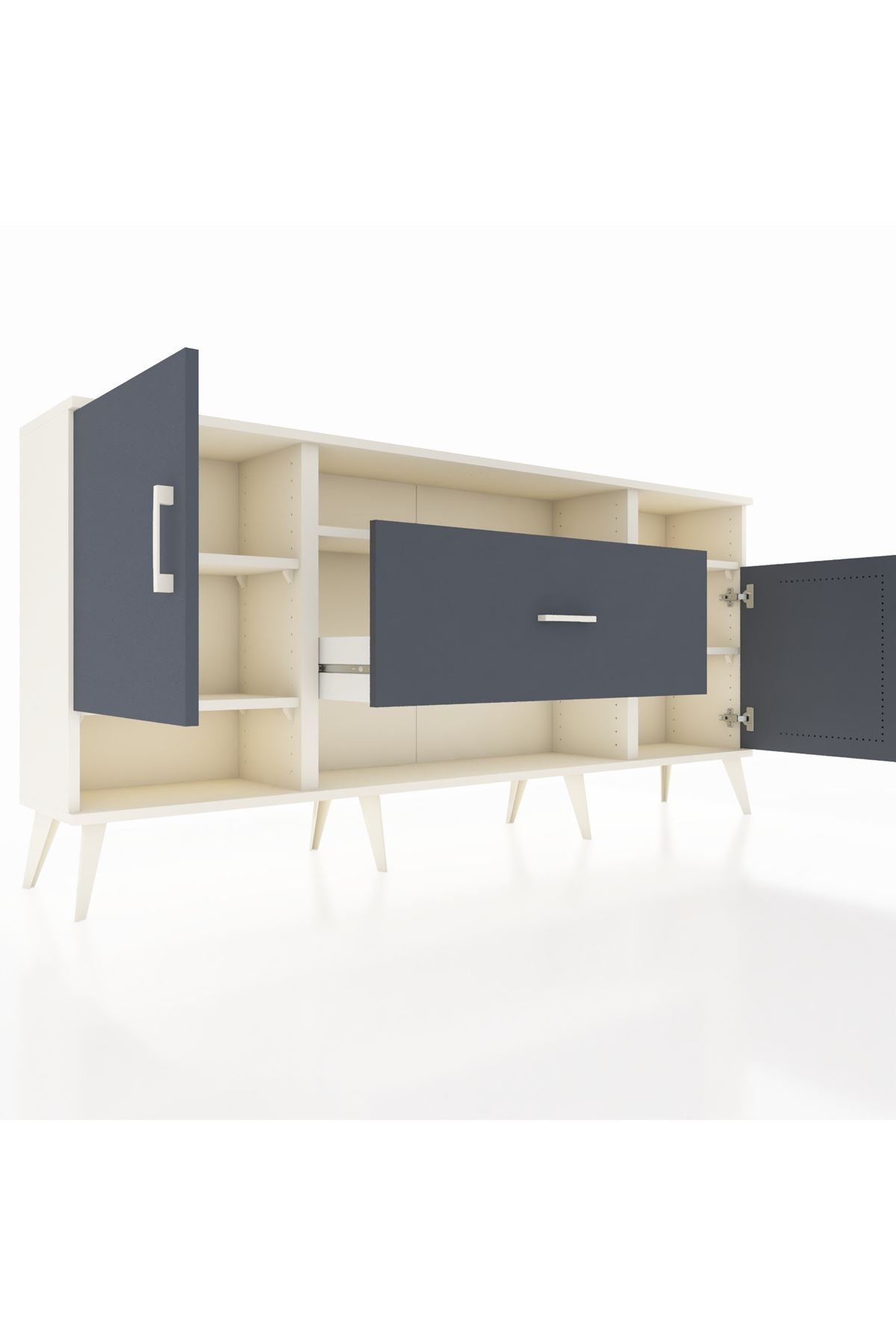 Arges Konsol 5 Raflı Tek Çekmeceli 2 Kapaklı 176x30x83 - S148M023V08A