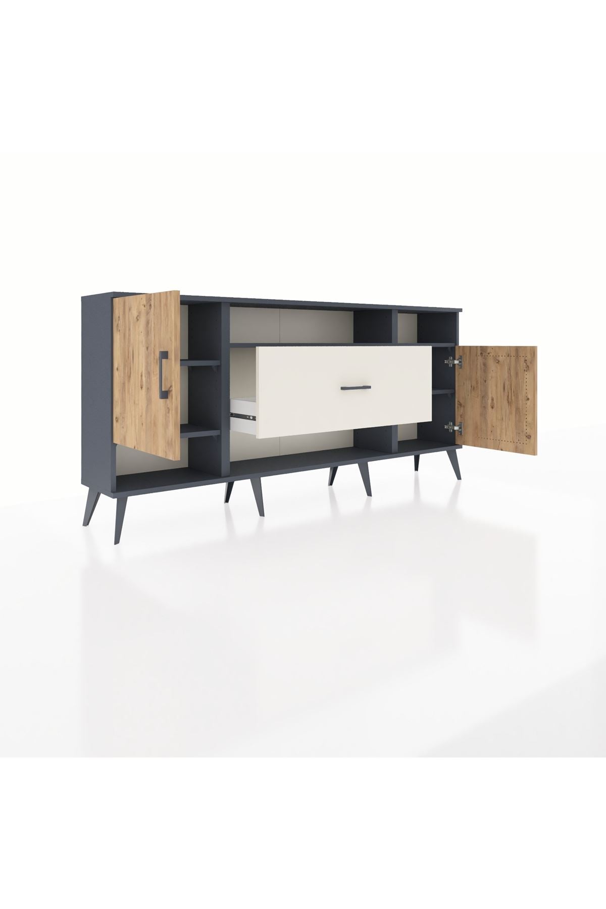 Arges Konsol 5 Raflı Tek Çekmeceli 2 Kapaklı 176x30x83 - S148M023V10A