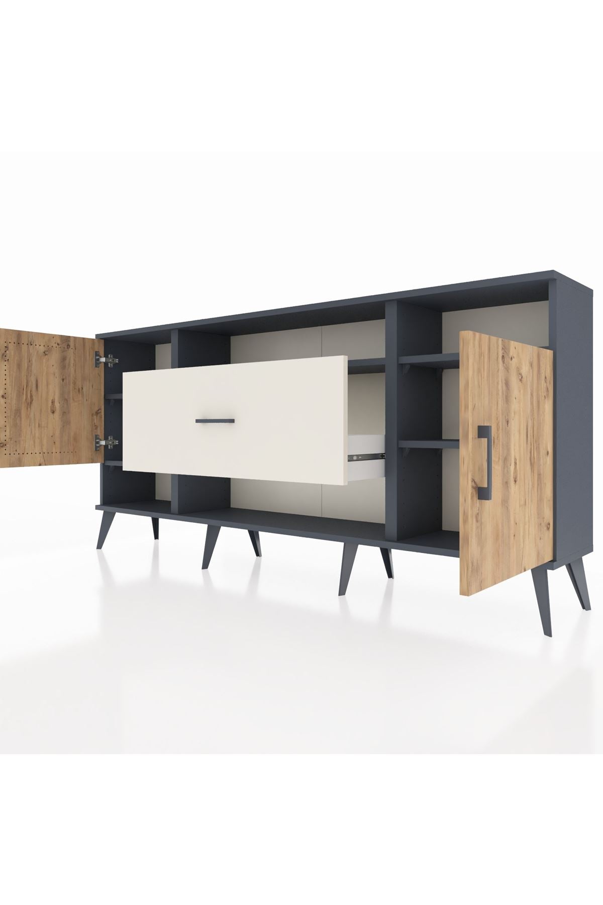 Arges Konsol 5 Raflı Tek Çekmeceli 2 Kapaklı 176x30x83 - S148M023V10A