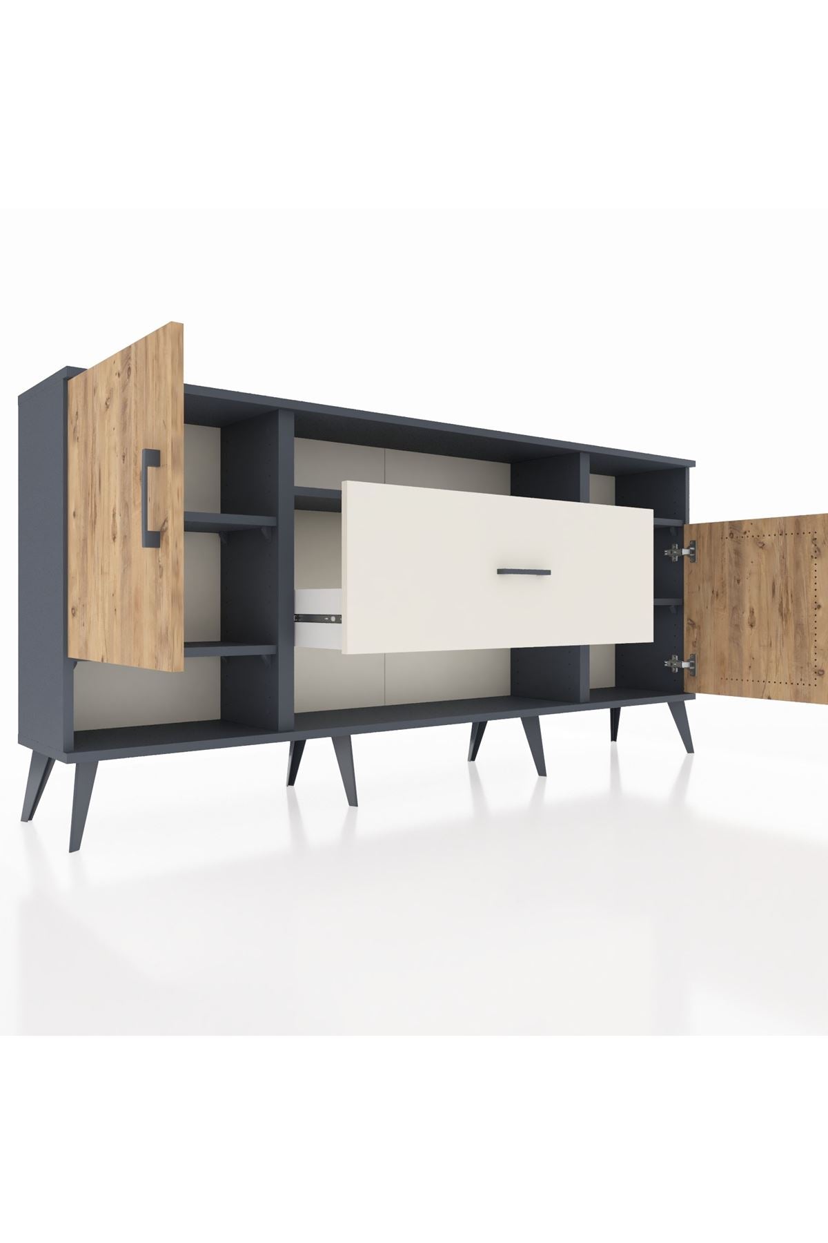 Arges Konsol 5 Raflı Tek Çekmeceli 2 Kapaklı 176x30x83 - S148M023V10A