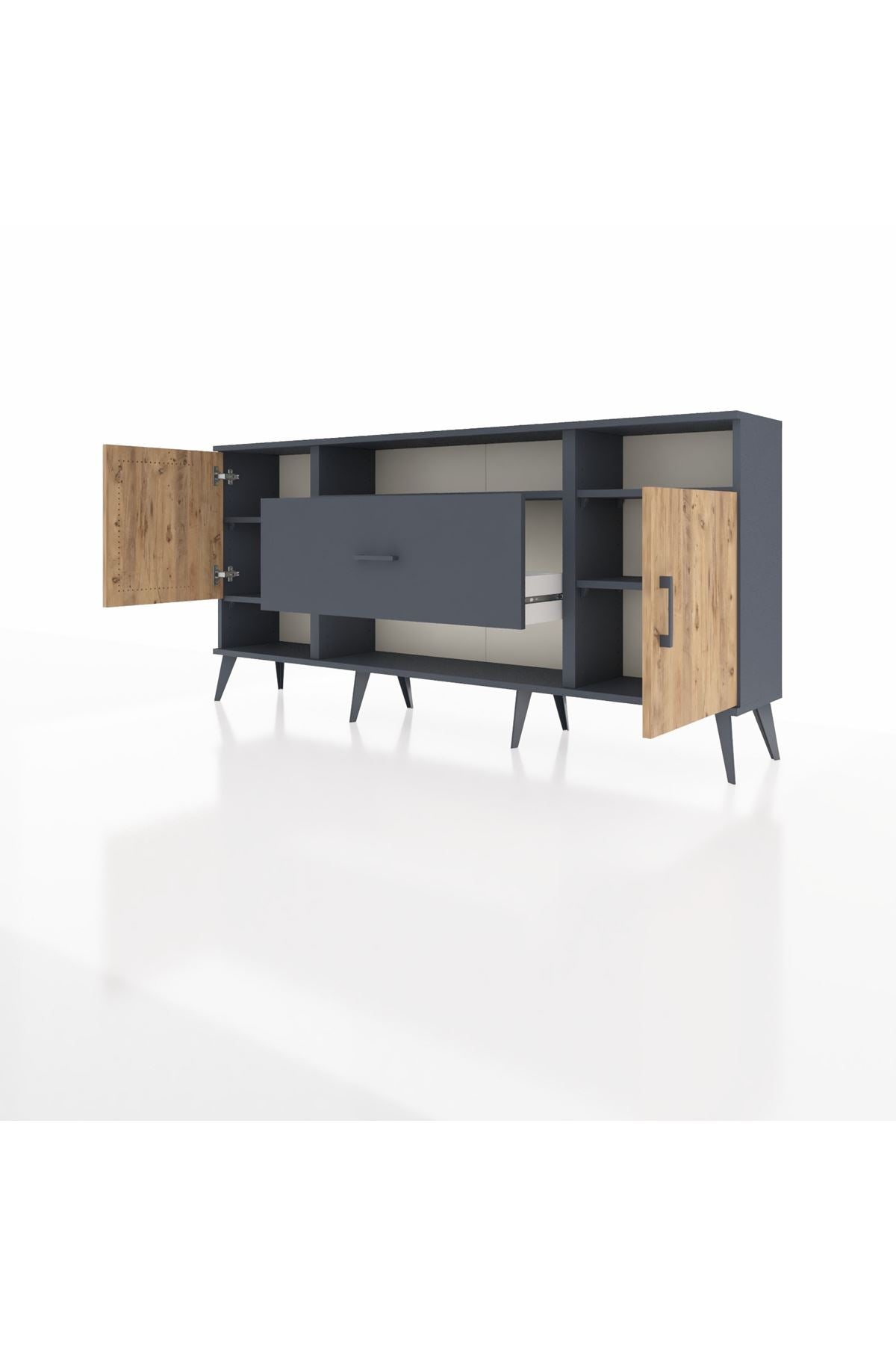 Arges Konsol 5 Raflı Tek Çekmeceli 2 Kapaklı 176x30x83 - S148M023V11A