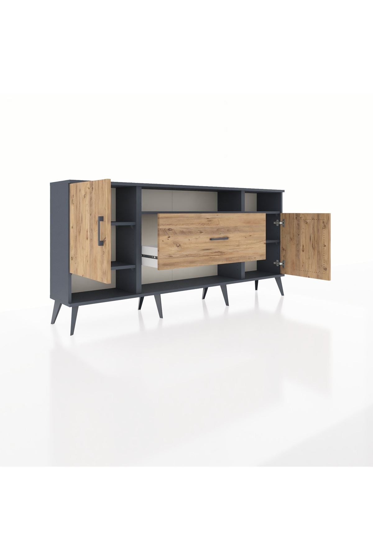 Arges Konsol 5 Raflı Tek Çekmeceli 2 Kapaklı 176x30x83 - S148M023V12A